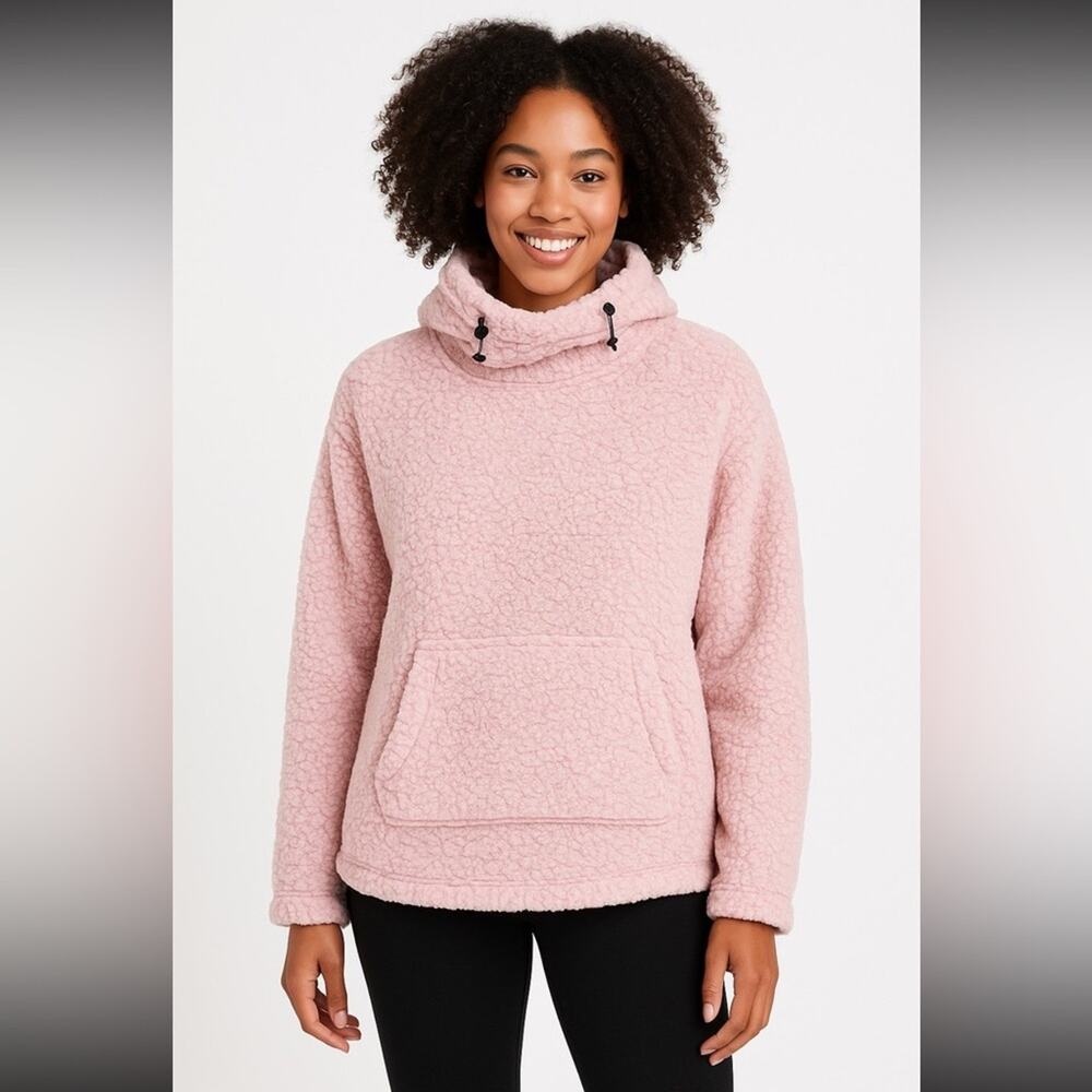 Victoria’s Secret PINK Teddy Sherpa Funnel Neck Hoodie Baby Pink Size Small